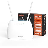 Tenda 4G09 Router 4G + Cat 6 300 Mbps, Router WiFi AC1200 Dual-Band Con Slot Per Scheda SIM, Porta LAN/WAN Gigabit, Senza con