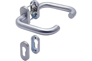 APECS Türgriffe Oval Rosette edelstahl für Haustür und Innentüren mit Schlüsselrosette Drückergarnitur Profilzylinder U-Modell H-0903+PZ