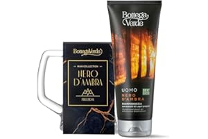Bottega Verde - Cofanetto Regalo Uomo Nero d’Ambra, Shampodoccia 200 ml Pelle e Capelli e Boccale Birra in Vetro, con Estratti di Legni Pregiati, Fragranza Agrumata e Ambrata, Idea Regalo