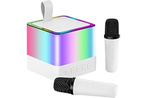 YOLEMIKO Kids Karaoke Machine 2 Microphones - Christmas Stocking Fillers Secret Santa Gifts Birthday Presents for Kids, Daughter, Niece, Granddaughter Teen Girls (White)
