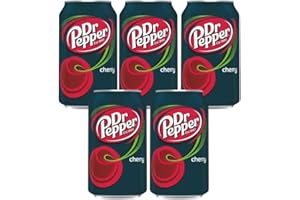 · CANDYBOX · Kohlensäurehaltiges Getränk Dr Pepper - Amerikanische Süßigkeiten - Erfrischungsgetränk - Getränke Dosen - Party Getränke - Geschmack Cherry Soda - 1775ml 5 Stück