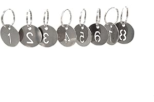 NanTun 304 Stainless Steel Key Tags with Ring 50 pcs, 25mm Hollowed Number ID Tags Key Chain, Numbered Key Rings - 101 to 150
