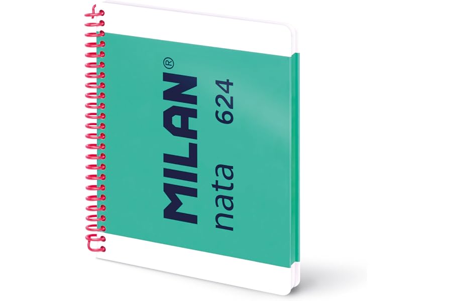 MILAN® Cuaderno A5 con espiral y tapa dura, papel pautado a líneas, 80 hojas de 95 gr/m², colección MILAN nata®, verde