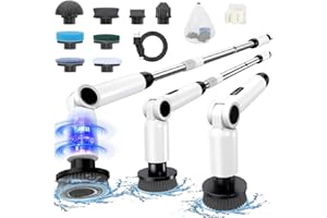 Spazzola Rotante Pulizia Casa, [Vrsione Aggiornata - Regolabile] Homtronics Spazzola Elettrica per Pulizia, Spazzola Elettrica Rotante con 8 Testine Sostituibili per Bagno Piastrelle Vasca Cucina Auto