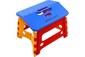 SUMBABO Kids Folding Step Stool for Child Bathroom Sink - Safety Lock to Stable (Red + Blue)
