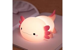 AUEZONA Axolotl Luce Notturna Bambini, Silicone Lampada Notturna per Bambini Ricaricabile, Dimmerabile Luce Notturna Neonato con Timer, Portatile luce notturna silicone, Regalo per Bambini Neonata Ragazzo