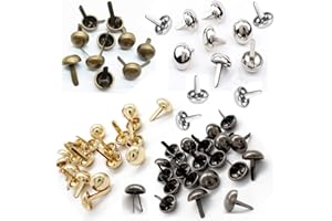 Wanfoou 120 Pcs Remaches De Hierro,4 Colores Remaches para Piel Bolso, Bronce Remaches De Metal Remaches De Piel Bricolaje Espárragos Espigas Remaches Remaches De Cuero Doble Tapa Remache(12 * 20 mm)