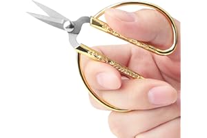 KUONIIY Craft Scissors Lightweight,Comfort Grip Classic Totemic Handles Needlework Embroidery Scissors(Small)