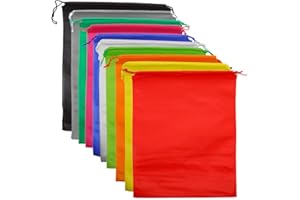 HUWEI Pack of 10 Travel Shoe Bags, Portable Travel Non-Woven Shoe Packing Organizers Tote Bags w/Drawstring for Men and Women, 39x30cm (Multicolour)