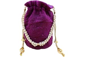 ELEVANTY Bombonera Hindú de mano, Bolso de mano elegante, casual y fiesta. Bolso con bordado, lentejuelas y cordones dorados.