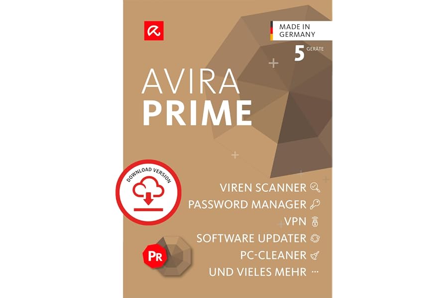 Avira Prime | 5 Geräte | Antivirus & Security | 1 Jahr | Aktivierungscode per Email