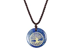 KYEYGWO Gravierte Kristall Stein Halskette für Unisex Healing Chakra Amulett Anhänger Halskette zum Schutz