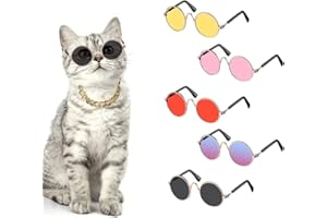 ZEFENG 5 Pièces Lunettes de Soleil pour Petit Chien, Lunettes Chien Chat, Lunettes de Soleil pour Animaux de Compagnie, Chat Lunettes Rétro pour Animaux, pour Chat Petit Chien Mignon (5 Couleurs)