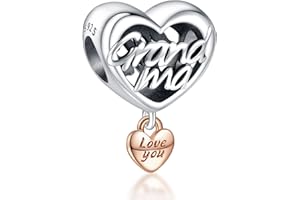 RMMY Charm Anhänger S925 Sterling Silber Family Heart Love Bracelet Bead für Europäische Armbänder Halskette Mother's Day Schmuck Geschenk Christmas für Damen Herren