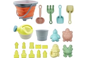 Vexran Videogiochi Compleanno Giochi Spiaggia Bambini, Giochi Spiaggia Bambini con Secchiello Pieghevole Giocattoli da Spiaggia per Bambini Ragazzi Ragazze Stampi per la Sabbia