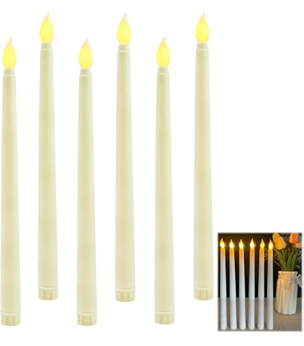 Set 6 Candele LED Senza Fiamma Con Due Telecomandi - Altezza 25,5 Cm, Effetto Cera Realistica, Timer 2/4/6/8 Ore, Alimentate A Batteria (AAA), Color Avorio - 2
