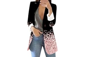 ZILOSCONCY Giacca Donna Paillettes a Maniche Lunghe Glitter Blazer Donna Paillettes Risvolto Rave Costume Carnevale Brillantini Motociclista Cardigan Casual Ufficio Argento Vestito Elegante per Lavoro Club Feste