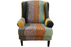 Highdi Wingback Chair Covers 2 Piece Stretch Wing Chair Slipcover, Washable Spandex Fabric Sofa Cover Furniture Protector for Armchair Chairs Living Room Bedroom Hotel (hawaii)