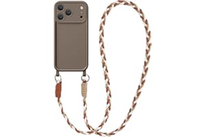 Coiwxmoi Handyband für iPhone 17 Pro Max Hülle mit Band, Necklace Handyhülle mit Abnehmbar Kordel Kette zum Umhängen Weich Silikon Stoßfeste Kameraschutz Schutzhülle Case für iPhone 17 Pro Max, Braun