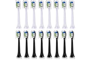 BETTERCHOI 16 Pack Replacement Toothbrush Heads Compatible with Philips Sonicare Electric Toothbrush. 8er White and 8er Black