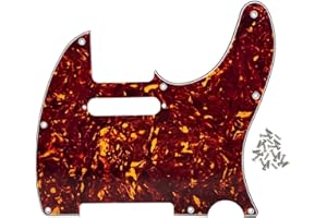 FLEOR IKN Pickguard Tele 8 trous 4 plis rouge écaille de tortue Pickguard à trou de cou à simple bobinage pour le remplacement de la plaque Telecaster standard américaine/mexicaine