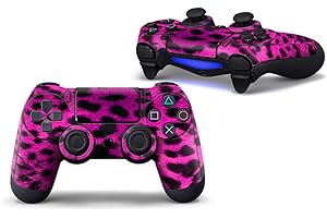 Morbuy PS4 Vinyle Skin Autocollant Sticker Decal de Protection pour Sony Playstation 4 PS4 Slim PS4 Pro Dualshock Manette x 1 (Rose Leopard)