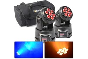 BeamZ MHL74 - Movinghead Set mit Tasche, BeamZ Moving head Set LED 4x9 Watt DMX DJ Licht, Discolicht Partylicht, bewegliche Köpfe Disco Licht, Soundgesteuert, Auto-Modus DJ Lichteffekte schwarz