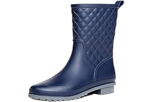 NEOKER Halbhohe Gummistiefel Damen Kurz Frauen Regenstiefel Stiefeletten Gartenarbeit Mode outdoor Boots