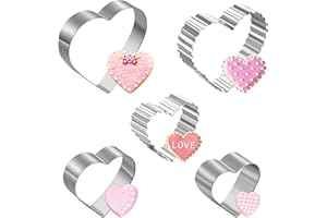 Heart Cookie Cutters Set, Joyoldelf 5 Pieces Heart Cutters for Baking Valentines Day, Heart Shaped Cookie Cutters with Premium Stainless Steel