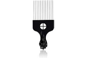 IRYNA Metal Afro Comb Professional Smooth Hair Pick Wide Tooth Hair Pick Comb for Curly Hairdressing Styling Tool, Pack of 1