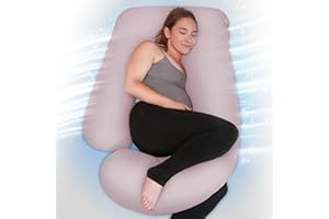 PINKFROGGIE PinkFoggie Cooling Pregnancy Pillow,U Shaped Full Body Pillows for Sleeping Support, 57 Inch Maternity Pillow for Pregnant Women with Cooling Silky Cover,Buttery Soft,Super Breathable for Hot Sleeper