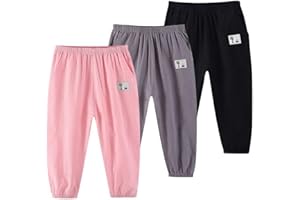 ACMEDE 3 Pz Pantaloni Harem per Ragazzi Ragazze Pantaloni Larghi in Cotone Casual Bambini Pantaloni Larghi Estivi Comodi Pantaloni Zanzare Casual Pigiama per la Casa per Bambino 3-10 Anni
