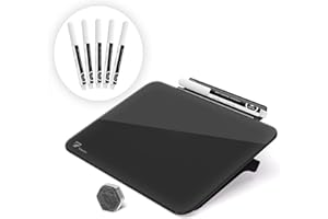 TOWON Glass Mini Whiteboard Easel Pad Set, Small White Board A5, Desk Whiteboard Office Accessories, Small Dry Erase Board with Pen, Black
