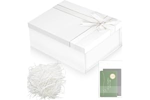 ENUTROF Pudełko na prezenty 29 x 21 x 10,5 cm składane pudełka na prezenty wielokrotnego użytku z kokardką z pokrywą z kartami okolicznościowymi na ślub urodziny impreza rocznica Boże Narodzenie