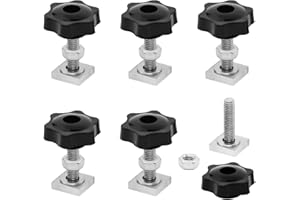 BEASAFY 6 Stück T-Nut Adapter M8 x 35mm, Nutsteine Dachträger mit T Nutensteine und Sterngriffmutter Unterlegscheiben Muttern, für Dachträger Relingträger Dachbox