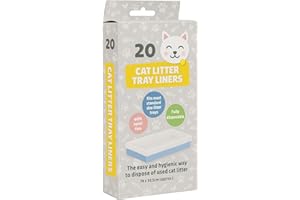 PET GURU Cat Litter Tray Liners, Pack of 20, Strong Quality with Twist Ties, Fully Disposable Fits Standard Size Trays (20)