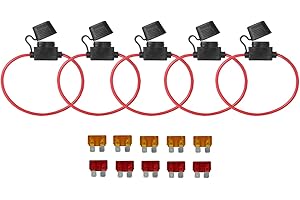 KOLACEN Auto In-line 18 Gauge Sicherungshalter für Standard Sicherung 5 Stück + 10 Stück Standard Sicherung 5Apm 10Amp