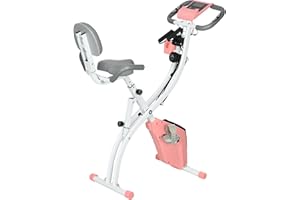 HOMCOM Cyclette Pieghevole 2 in 1, Resistenza Magnetica Regolabile 8 Livelli, Cyclette da Casa Silenziosa con Sensore di Frequenza Cardiaca, Elastici per Braccia, Schermo LCD, Volano 2.5kg