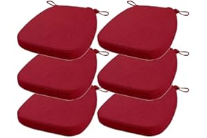 FIOVIP Cojín para Silla con Correas extraíbles, Lavable, Doble Antideslizante, Gran Elasticidad(40X38X33CM(3CM),Burdeos,6 Piezas)