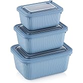 Dikd&ouml;rtgen Saklama Kabı Seti, BPA İ&ccedil;ermez, 3 Par&ccedil;a, 600-1100-1800 ml (MAVİ)