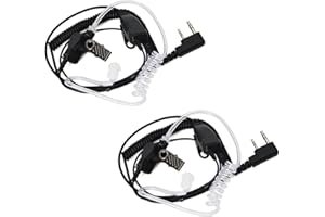 UAYESOK Pinganillo Walkie Talkie, Auriculares 2 Pines Transparente Tubo Acústico con Micrófono PTT para Emisora Radio Baofeng UV-5R 888S GT-3 UV-82 Kenwood TK-3107 TK-3301 RETEVIS WOUXUN (2 Piezas)