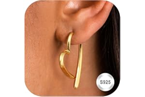 Adramata Orecchini Donna Argento 925 Orecchini Cerchio con Cuore Orecchini Placcati in Oro 14K Orecchini a Cerchio Piccoli Anallergici Orecchini Pendenti Oro Rosa Orecchini Oro Argento Donna