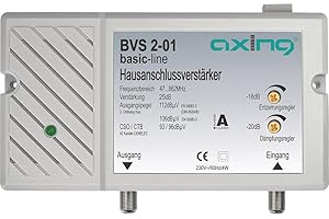 Axing BVS 2-01 wzmacniacz przyłącza domowego 25 dB do telewizji kablowej cyfrowej (47-862 MHz)