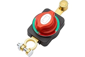 PMQS Coupe Circuit Batterie 12-48V, Coupe Batterie 360° Réglable Étanche, Disjoncteur Haute Conductivité, Commutateur de Déconnexion Laiton pour Voiture Moto Camion Yacht Bateau Caravane