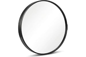 QWORK® Rund väggspegel 40 cm, 1 del, svart ram av aluminiumlegering - badrum, sovrum, hall