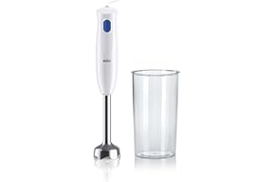 Braun MultiQuick 1 MQ10.001MWH Frullatore ad Immersione Leggero, Tecnologia EasyTwist, Bicchiere da 600ml Incluso, 450W, Acciaio, Bianco