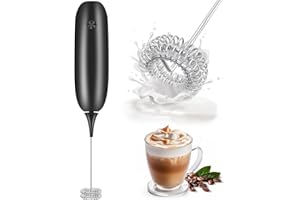 HIYAA Milk Frother Handheld Whisk Battery Powered Drink Mixer, Milk Frother Foamer & Mini Drink Mixer Coffee Frother, Electric Portable for Latte, Cappuccino, Hot Chocolate-Black