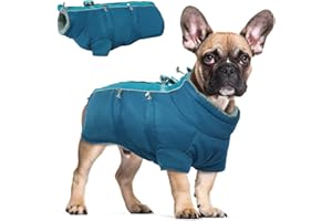Hjyokuso Dog Winter Coat, Soft Polar Fleece Lined Warm Dog Jacket Winter Waterproof Windproof Dog Vest for Cold Weather, Reflective Cozy Dog Coat Dog Apparel for Small Medium Large Dogs Blue M