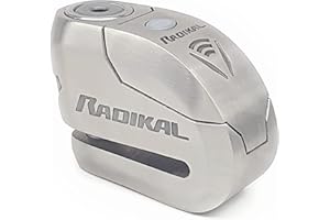 RADIKAL RK14S Antivol Moto Homologué SRA, Bloque Disque Premium avec Alarme 120dB on/Off Activation, LED Alerte, Double Verrouillage 14mm en Acier Cémenté INOX, Bloc Disque Moto