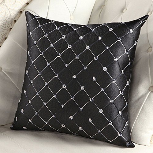 Sanwood Plaids Dekokissen-Hülle Platz Kissenbezug für Car Hause (Schwarz) - 2